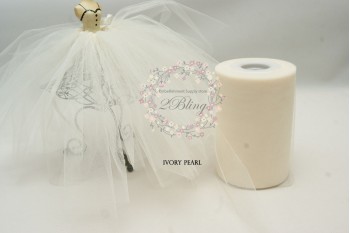 Ivory Pearl - Premium Soft Nylon Tulle roll 6 inch wide 100 yards length